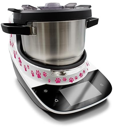 Finest Folia Deko Aufkleber kompatibel mit Bosch Cookit Küchenmaschine Design Sticker Klebefolie Küchengerät wasserfest selbstklebend K162 (01 Pfoten, Telemagenta)