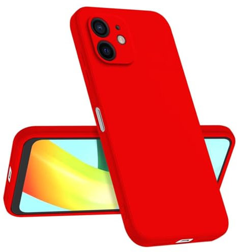 Longstong Coque Compatible avec iPhone 12 (6.1), Fine Antichoc Personnalisée Design Minimaliste - Rouge de Chine