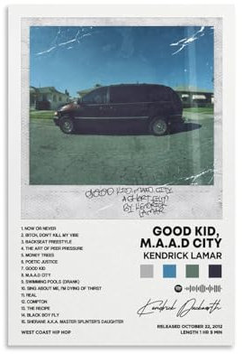 DIDIDO Kendrick Poster Lamar Good Kid, M.A.A.d, Stadt-Albumcover, Leinwandposter für Zimmer, ästhetisches Geschenk, ungerahmt: 30 x 45 cm