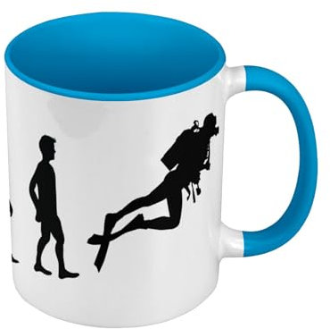 Mug de Couleur Qualité Premium Bleu - Evolution Plongée sous Marine Sport Mer - Tasse avec anse et intérieur de couleur