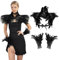 Federkragen Schwarzer Kostüm Damen mit Feder-Manschetten Schwarzer Federumhang Maleficent Kostüm Damen Gothic Federrock Pfau Kostüm für Halloween Karneval Maskerade-Cosplay-Kostüme