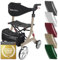 Leichtgewicht-Rollator Spring - Gehhilfe mit Komfort-Federung - höhenverstellbar & faltbar - inklusive Netztasche & Rückengurt - bequeme Sitzfläche - zusammenklappbar - Modell M Cappuccino