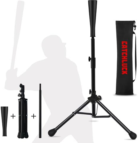 CATCHLUCK Batting Tee Baseball Hitting Tee Softball Baseball Softball Tee Tragbares Tee Baseball Tees zum Schlagen Schlagtraining Übung mit Tragetasche, Schwarz