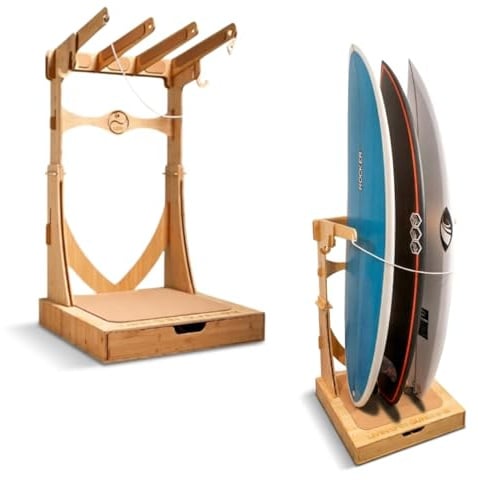 Living in Sunshine The Spirit Rack 3-Board Vertical Rack for Surfboards, Snowboards, Ski, and Wakeboards - Up to 10 Feet Long Boards Storage & Display