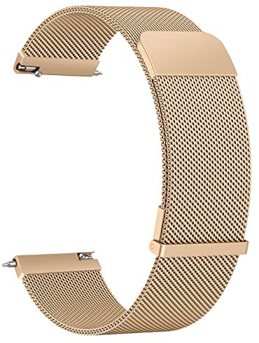 Wanme 22mm Bracelet de Montre en Métal, Acier Inoxydable Réglable, Bracelet de Replacement en Dégagement Rapide Homme Femme 22mm, Or Rose