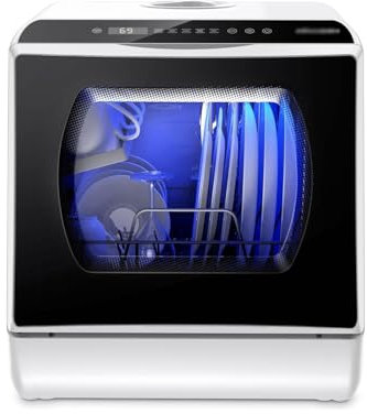 FUHAI-666 Lave-vaisselle de comptoir portable, mini lave-vaisselle compact avec réservoir d'eau intégré de 5 litres et séchage à l'air