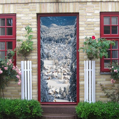 3D Türaufkleber Weiße Iglu-Landschaft 95 X 215 Cm Selbstklebende Wandbild Familie Dekoration Kunst Aufkleber Schlafzimmer Bad Abnehmbare Poster Türaufkleber - Kinderzimmer Wohnzimmer Küche Sch 0