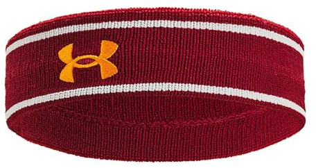 Under Armour Fascia per capelli a righe in spugna, unisex, per adulti, colore cardinale/argilla bianca/giallo dorato Osfm