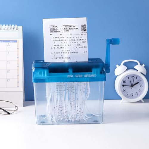 Hand-Aktenvernichter, Manueller Aktenvernichter für Papier, Aktenvernichter mit Handkurbel, A6-Format, Fassungsvermögen 1 L, für Büro, Schule oder Zuhause