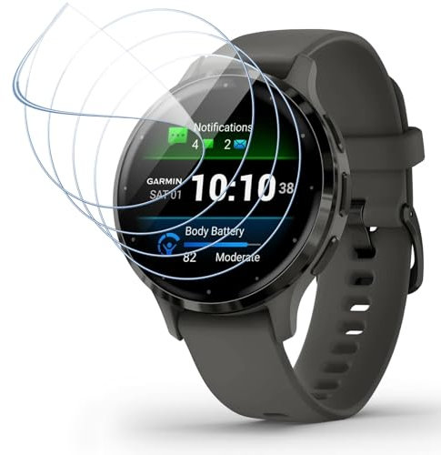 Vauki 4 Pièces Protection Écran pour Garmin Venu 3s, Sans Bulles, Anti-Rayures, Ultra-Mince, Résistant, Installation Facile, HD Transparent TPU Souple Film Protecteur
