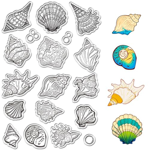 craspire Transparente Gummistempel In Muschelform Ozean Transparente Silikondichtung Meer Transparenter Stempel Zum Kartenmachen Blasenmuschel Versiegelung DIY Scrapbooking Journaling Fotoalbum