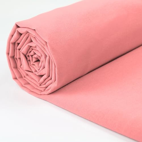 A-Express 100% Baumwollstoff - 150 cm (60 Zoll) Breit – Uni Baumwoll stoff Meterware - Ideal für Patchwork, Nähen, Vorhang, Futter, Bettwäsche, Schneiderei, Kissenbezüge - Hellrosa 5 Meter
