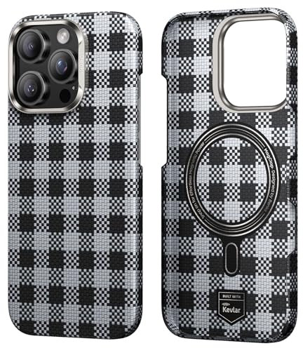 BENKS ArmorVichy Hülle für iPhone 16 Pro, Kompatibel mit Magsafe, Aus Dupont Kevlar Aramidfaser Gefertigt, Anti-Fingerabdruck 16 Pro Handyhülle, Schwarz