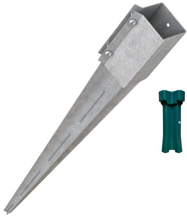 [FIXINGS DIRECT] Dual Galvanised 100mm (4) Industrial Fence Post Spike Support 750mm Long Drive Down Post Spike Fence Post Spikes For Wooden Posts (Includes Free Driving Tool) (1, 100mm (4))