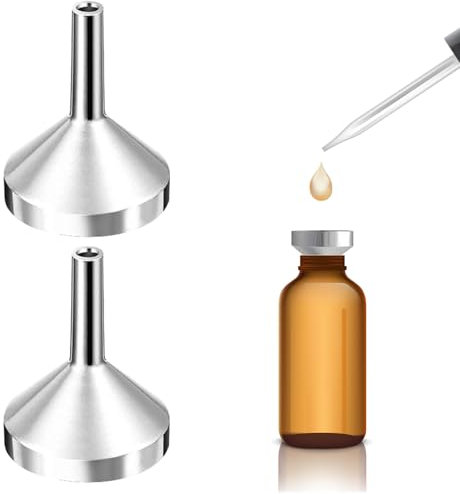 2 Stück Mini Trichter Edelstahl TrichterKlein Einfülltrichter Kleiner Trichter Küche Metalltrichter Minitrichter aus Aluminium für Füllung Zerstäuber Küche Flaschen Kosmetik Liquid(Silber, Dia.18mm)