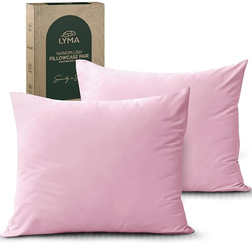 LYMA Bedding Kissenbezug 80x80 cm 2er Set, Oeko-TEX Zertifiziert, Atmungsaktiv Doppelt Gebürsteter Nanoplus-Stoff Kissenschoner, Premium Superweicher Kissenbezüge (Licht Rosa, 80x80 cm)
