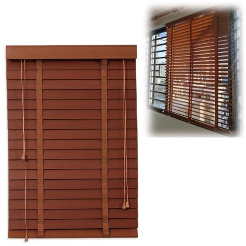 Premium Massivholz-Jalousien, 50 mm, horizontale Fensterläden, für Innen- und Außenbereich, Fensterbehandlungen, Verdunkelungsvorhänge für Zuhause und Büro, 160 x 213 cm (B x H)
