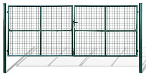 Emmtore Gartentor Gartentür Zauntor Gartenpforte Zauntür Hoftor Gartenzaun Pforte Metalltor Hoftür Tor Stahl,Grün,415 x 200 cm