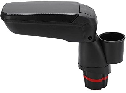 FILFEEL Car Armrest Storage Box, Black Car Cup Holder Arm Rest For Car ABS + Artificial Leather Replacement For Smart Fortwo Forfour 453 15-19