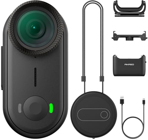 AKASO Mini Action Cam 4K30FPS - Körperkamera 64GB Tragbare Vlogging-Kamera mit 3m Wasserdichtigkeit, 360 Minuten Aufnahmezeit, POV-Kamera für Sport, Vlog, Haustier (Keychain3)