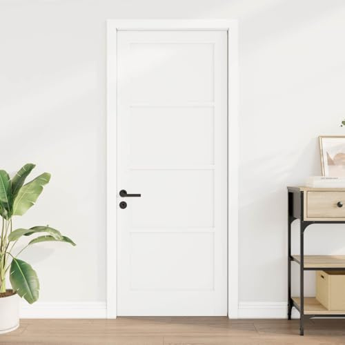 Puerta interior blanca 78 x 202 cm madera contrachapada | Diseño rústico, mecanismo deslizante, montaje de bricolaje, solo uso interior