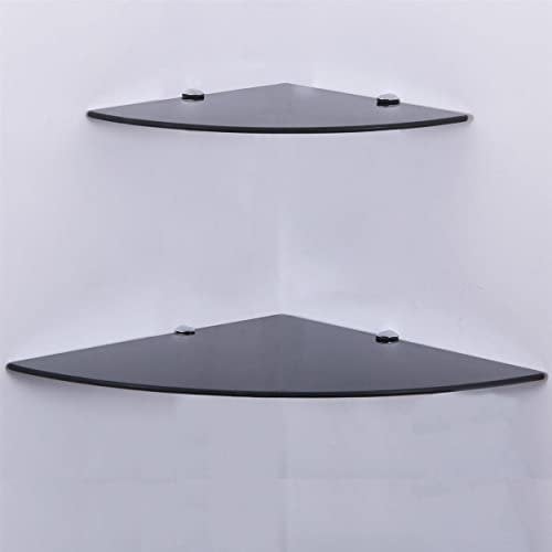 Euro Tische Glas Eckregal 45x45cm, Wandregal für Badezimmer, Duschregal Bad, Glas Badregal mit 6mm ESG Sicherheitsglas, Verschiedene Größen (Schwarz)