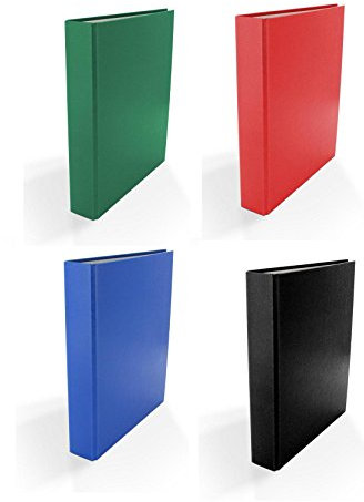 4x Ringbuch / DIN A5 / 4-Ring Ordner / Farbe: je 1x schwarz, blau, rot und grün