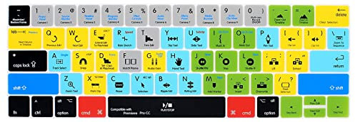 HRH Premiere Pro CC Shortcuts Hotkey Silikon-Tastaturabdeckung für MacBook Pro mit Touch Bar 13 Zoll und 15 Zoll (A2159/A1989/A1706,A1990/A1707) 2019 2018 2016 2017 Version mit US-Version