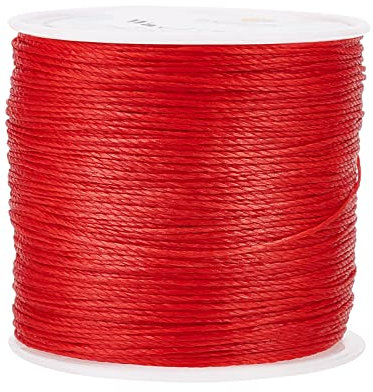 PandaHall Elite 106m / Rolle 0.5mm Runde gewachste Baumwollschnur Faden Friesen String Spool für Schmuckherstellung und Makramee Lieferungen rot