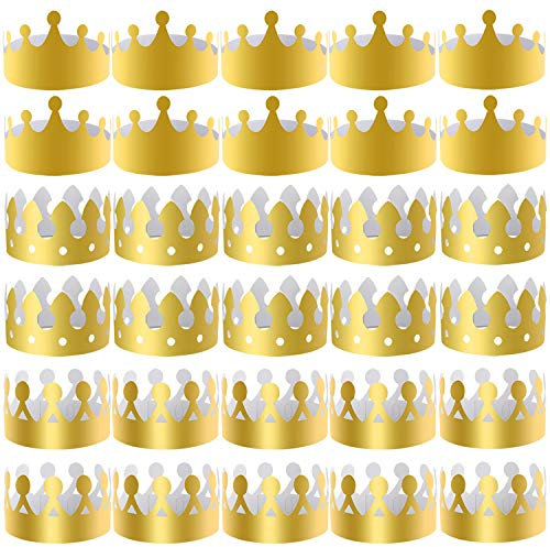 SIQUK 27 pièces en Papier doré Couronne de Chapeaux Chapeaux royales pour fêtes et célébrations