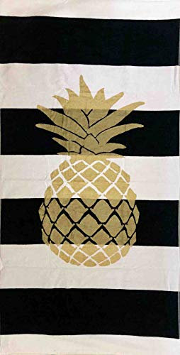 Strandtuch Golden Ananas 100% Baumwolle 90 x 165 cm Strandtuch aus weichem Frottee