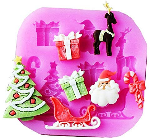 Stampo in silicone natalizio babbo natale renna albero pacco regalo slitta caramella decorazioni dolci pasta di zucchero fondenti torte cucina festa creativa
