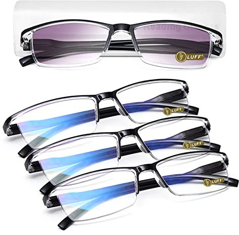 LUFF 4Pcs Anti-Blue-Ray-Lesebrille Tragbare Ultraleichtleser（2.5X）