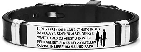 HAYOUWAY Personalisiertes Armband mit Gravur für Meine Tochter Sohn Damen Herren, Mutter Tochter Sohn Armband Inspirativ Verstellbar Silikon Edelstahl Armbänder Geschenke An Sohn Tochter von Mama Papa