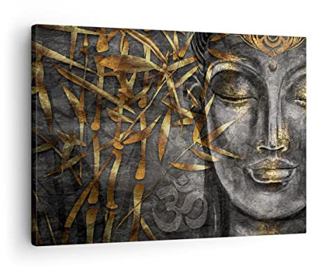 ARTTOR Bilder auf Leinwand Buddha Gold Bodhisattva Leinwandbild 70x50cm Wandbilder Dekoration Wohnzimmer Schlafzimmer Küche Deko Klein Wanddeko Bild Wand Kunstdruck Art Wall Decor Canvas AA70x50-4442