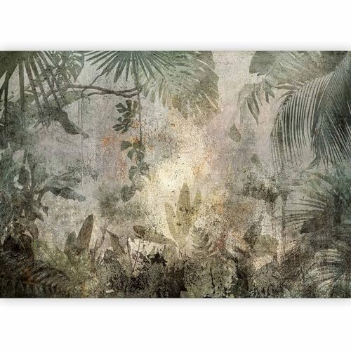 murando Fotomurales autoadhesivos Hojas 343x256 cm Papel Pintado Decoración | Pared Murales Pegatina decorativos adhesivos 3d Fotográfico Naturaleza palmeras Hormigón botánica
