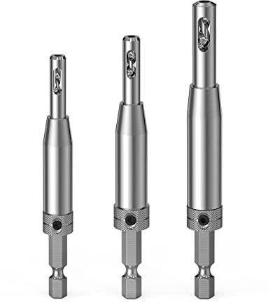 Hinge Drill Bit Set Self Centering 3Pcs, Ancable 1/4 Drill Guide Set High Speed Steel Drill Bits For Door Window Cabinet Hinge Pilot Hole Drill Bit (2.4mm, 2.8mm, 3.6mm)
