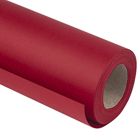 RUSPEPA Rouleau De Papier Kraft - 44,5 cm X 10 m - Papier Recyclable Parfait Pour L'Emballage, L'Artisanat, L'Emballage, Le Revêtement De Sol, Le Calage, Les Colis, Le Chemin De Table, Rouge