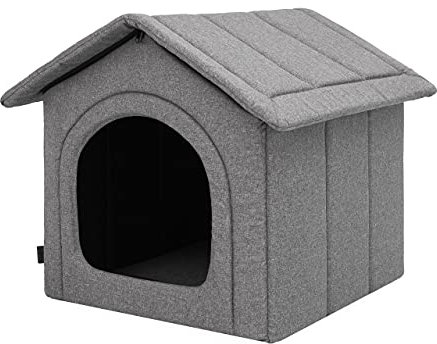 Hundehaus Hundehütte für mittelgroße Hunde - Katzenhaus, Katzenhöhle - mit herausnehmbarem Dach - Tierhaus für Katzen und Hunde für Drinnen/Indoor - Graphit - 60 x 55 x 60 cm [R4 / XL]
