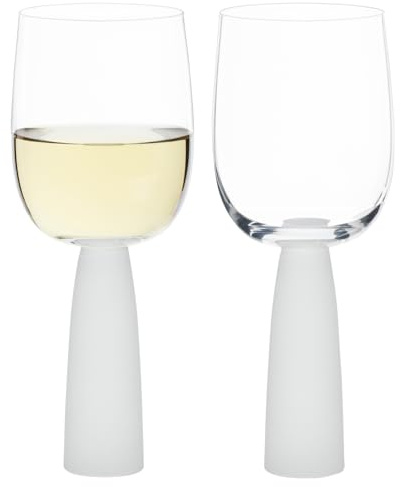 Anton Studio Designs Oslo Handmade Wine Glasses Perfect for Red Wine, White Wine, Water, or Beverages - 300 ml - Frost - Set of 2 Elegant Wine Glasses