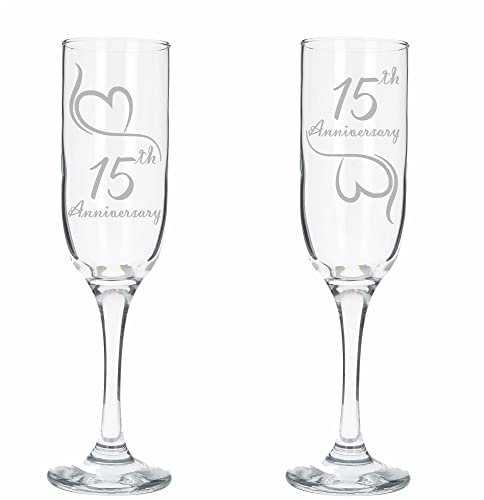 Always Looking Good Lot de 2 flûtes à champagne en cristal pour 15ème anniversaire de mariage (ALG)