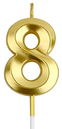 Vesaneae Gold Glitzer 3D Zahlen Geburtstagskerzen,Tortendeko Kerzen Geburtstag,Geburtstag Zahlenkerze,Glitzer Kuchen Topper Dekoration,für Partydekorationen Zahl 0/1/2/5/8 (Nummer 8)