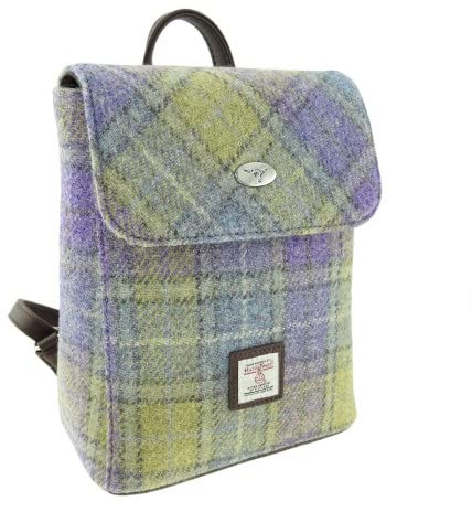 GLEN APPIN Harris Tweed 'Tummel' Mini Backpack (Col 112 Lilac Green)