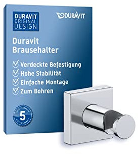 Duravit Universal Brausehalterung, Duschkopfhalterung für Handbrausen, Brausehalter eckig, Chrom