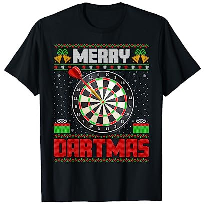 Lustiges Dartspiel Merry Dartmas Xmas Xmas Santa Ugly Dart's Christmas T-Shirt