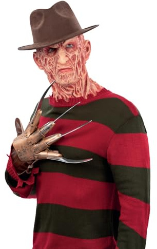 Smiffys A Nightmare On Elm Street Freddy Krueger Strickpullover Erwachsenenkostüm Offiziell lizenziertes Nightmare on Elm Street Fancy Dress Freddy Krueger Halloween Kostüm