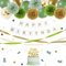 EASY JOY Salbeigrüne Partydekorationen, Goldenes Happy Birthday-Banner, salbeigrüne und goldene Luftballons, Seidenpapier-Pompons, olivgrüne Konfetti-Punkte-Deko, Neutrales Geburtstagsparty Zubehör