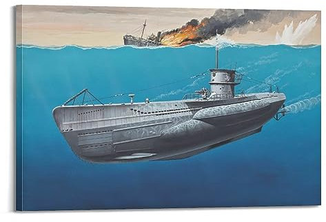 silve Deutsche Marine Zweiten Weltkrieg U-Boot Poster U-Boot Typ VII C Dekorative Malerei Leinwand Wandkunst Bild