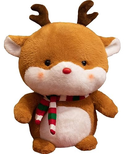 Herfair Kuscheltier Weihnachten Plüschtier Weihnachtsmann Schneemann Elch Plüschpuppen Cartoon Wurfkissen Dekokissen Plüsch Spielzeug Stofftier Geschenk für Weihnachts (Elch,25 cm)