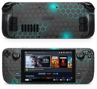 Skins4u Full Skin Set Schutz Folie für Steam Deck, individuell Sticker Vinyl Klebefolie für Steam Deck Handheld Gaming-PC (Exo small Blue)